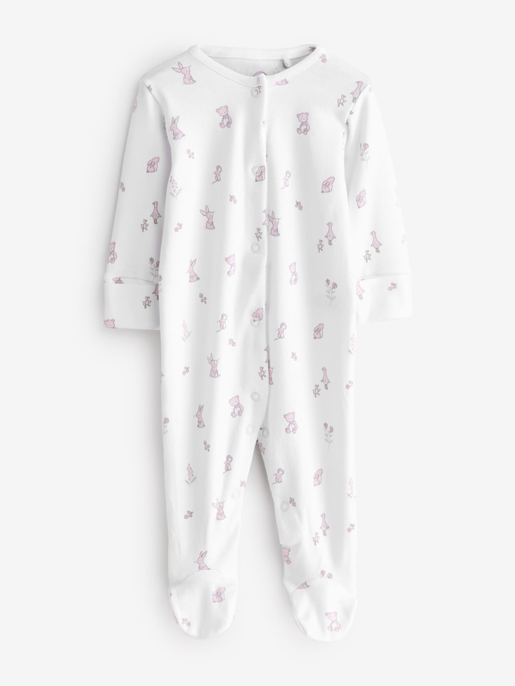 Pink Bunny And Bear Sleepsuits 2 Pack - Image 2 of 3