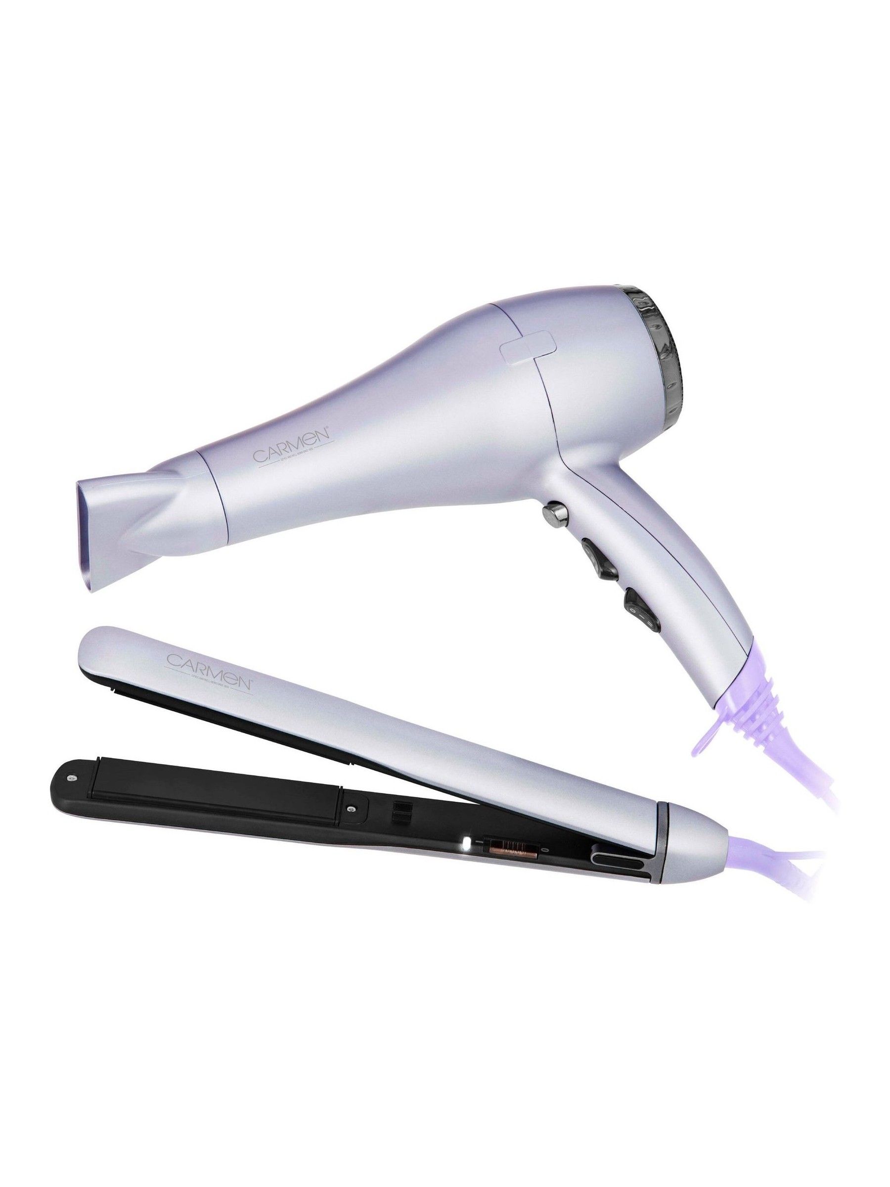 Carmen Gil C81219PUR Serenity Hair Dryer und Ceramic Hair Straightener Gift Set with 3 Heat und 2 Speed Settings, Purple - Image 7