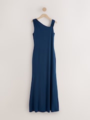 Navy Blue Cowl Back Maxi Occasion Dress - Image 3 of 5