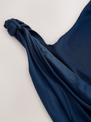 Navy Blue Cowl Back Maxi Occasion Dress - Image 4 of 5