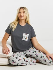 Simply Be Grey Pretty Secrets Pyjamas Set - Image 1 of 4
