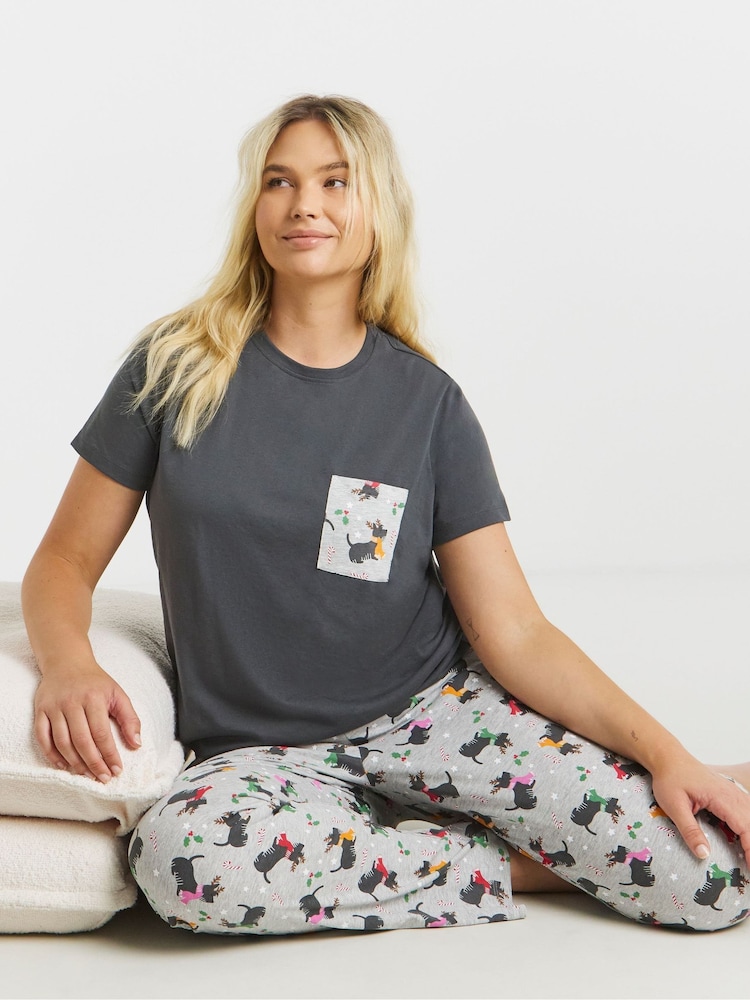 Simply Be Grey Pretty Secrets Pyjamas Set - Image 1 of 4 Simply Be Grey Pretty Secrets Pyjamas Set - Image 1 of 4