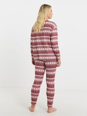 Simply Be Red Brushed Rib Fairisle Lounge Set - Image 2 of 4