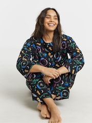 Simply Be Black Celestial Print Long Sleeve Pyjamas Set - Image 3 of 4