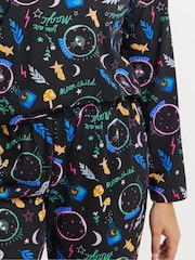 Simply Be Black Celestial Print Long Sleeve Pyjamas Set - Image 4 of 4