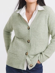 JD Williams Green Sponge V-Neck Button Through Knitted Rib Cardigan - Image 3 of 4