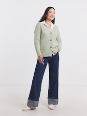 JD Williams Green Sponge V-Neck Button Through Knitted Rib Cardigan - Image 4 of 4