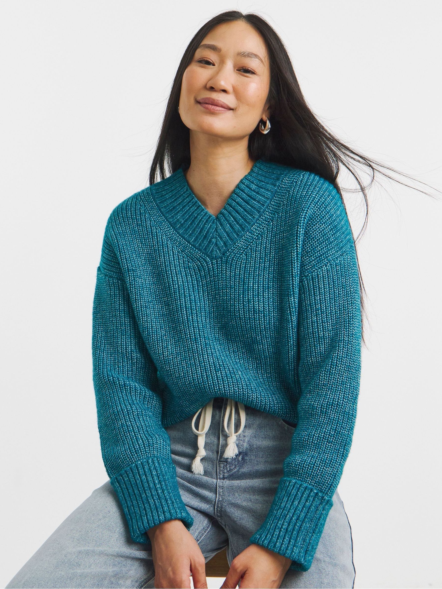 Buy JD Williams Blue V-Neck Knitted Jumper from Next USA