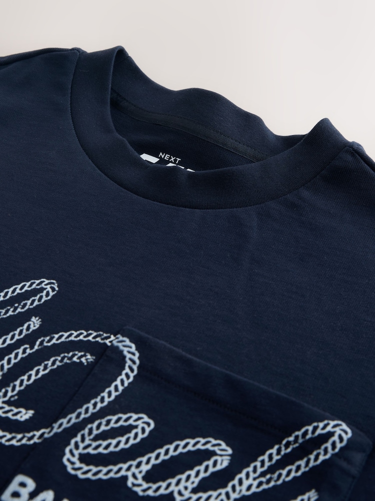 Navy Edit Relaxed Fit Graphic Print T-Shirt - Image 2 of 3