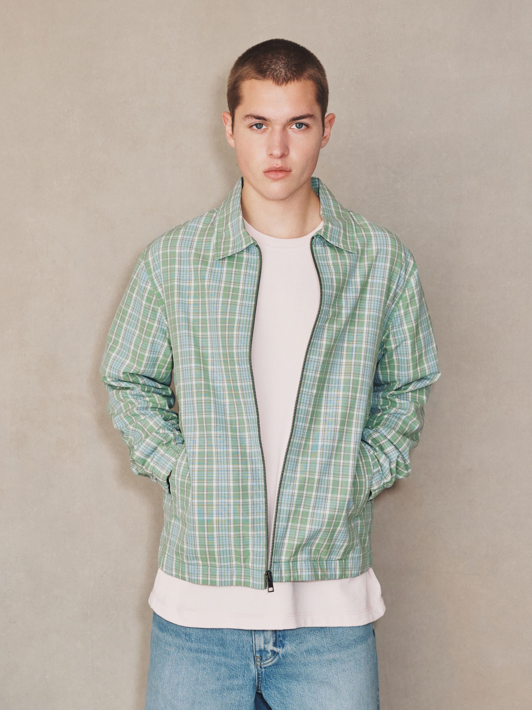 Buy Green EDIT Madras Check Harrington Jacket from Next USA