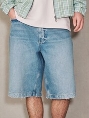 Mid Blue Denim Jumbo Shorts - Image 1 of 6