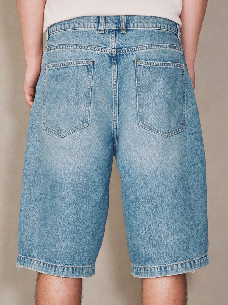 Mid Blue Denim Jumbo Shorts - Image 2 of 6