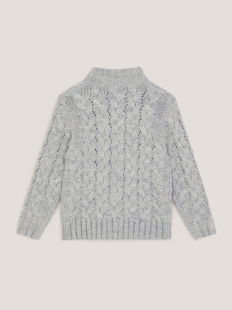 Monsoon Grey Cable Knit Button Jumper - Image 2 of 3