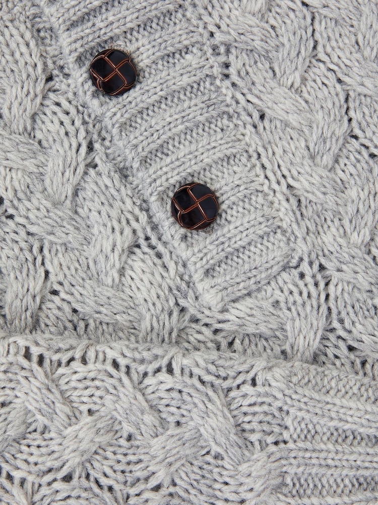 Monsoon Grey Cable Knit Button Jumper - Image 3 of 3 Monsoon Grey Cable Knit Button Jumper - Image 3 of 3