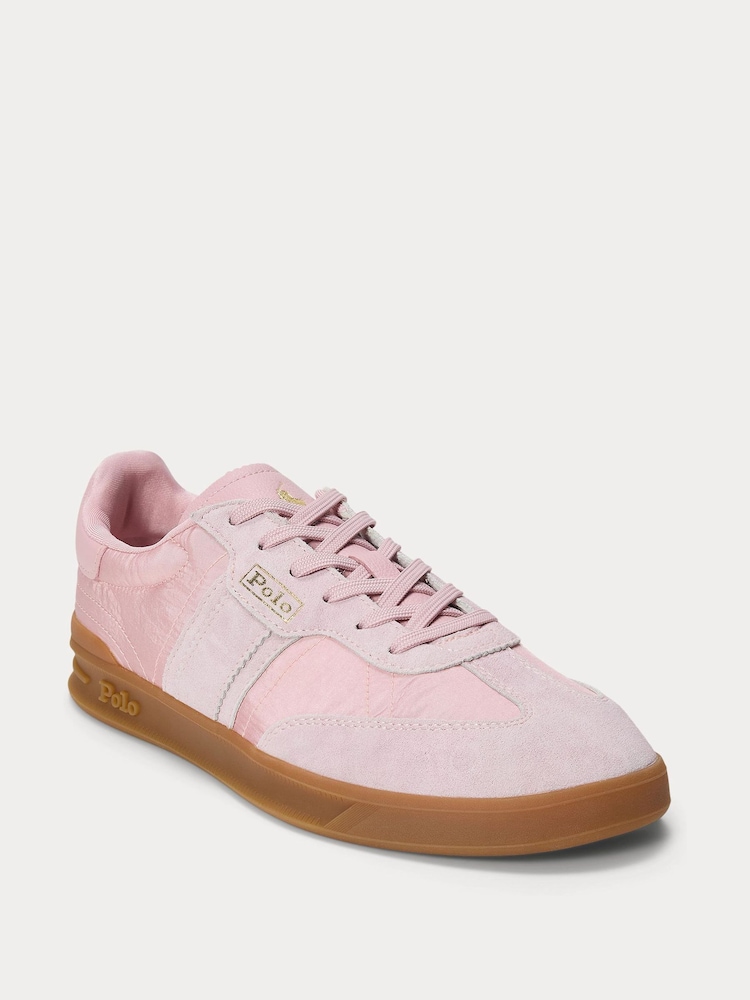 Polo Ralph Lauren Pink Suede Nylon Material Mix Aera Trainers - Image 2 of 4