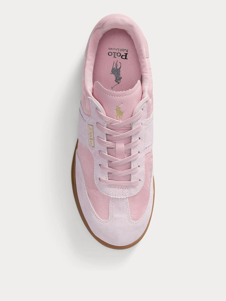 Polo Ralph Lauren Pink Suede Nylon Material Mix Aera Trainers - Image 4 of 4