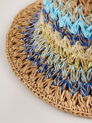 Bright Blue Stripe Woven Bucket Hat - Image 6 of 6