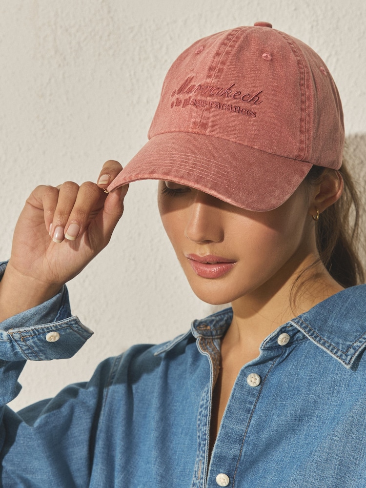 Rust Brown Cotton Twill Slogan Cap - Image 2 of 6