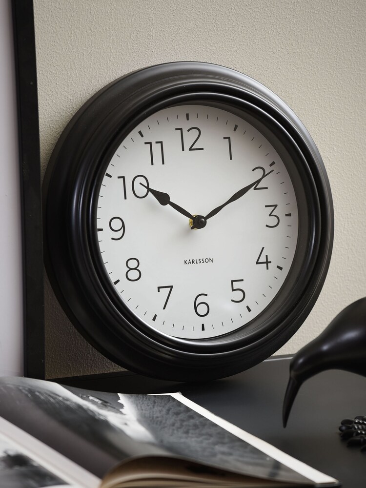 Present Time Black Traditional Numbers Wall Clock - Image 1 of 6 Present Time Black Traditional Numbers Wall Clock - Image 1 of 6