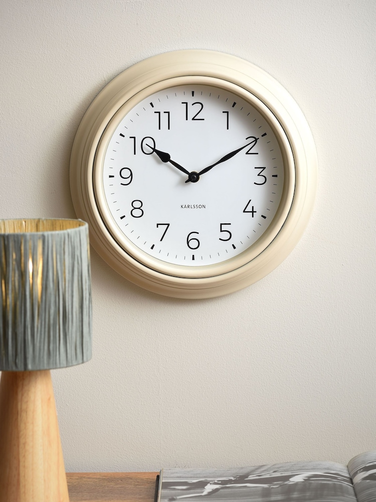 Present Time Warm Grey Traditional Numbers Wall Clock - Image 1 of 5 Present Time Warm Grey Traditional Numbers Wall Clock - Image 1 of 5
