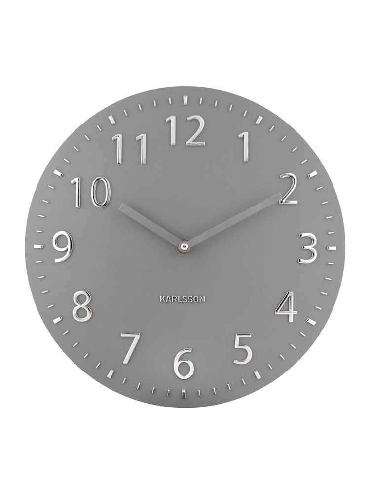 Present Time Cool Grey Convex Original Numbers Wall Clock - Image 2 of 5 Present Time Cool Grey Convex Original Numbers Wall Clock - Image 2 of 5