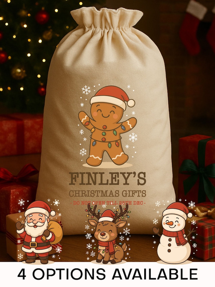 Personalised Gingerbread Christmas Sack by Loveabode - Image 1 of 4 Personalised Gingerbread Christmas Sack by Loveabode - Image 1 of 4