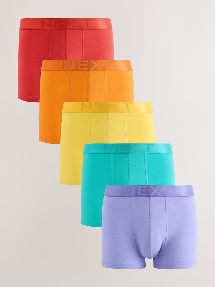 Red/ Yellow Bright Hipster Trunks 5 Pack - Image 1 of 9 Red/ Yellow Bright Hipster Trunks 5 Pack - Image 1 of 9