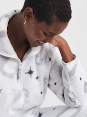 JD Williams Grey Pretty Secrets 1/4 Zip Fleece Twosie Pyjamas Set - Image 3 of 4