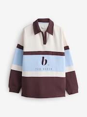 B by Ted Baker Chocolate Brown/Blue Modal Blend Rugby Shirt - Image 5 of 8