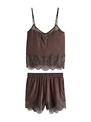B by Ted Baker Modal Short Chocolate Brown Pyjamas Set - Image 6 of 11