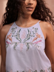 B by Ted Baker Blue Embroidery Cotton Cami Pyjamas - Image 4 of 12
