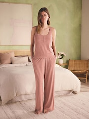 B by Ted Baker Pink Marl Viscose Blend Lounge Wide Leg Trousers - Εικόνα 1 από 5