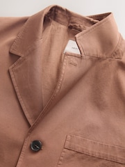 Tan Brown Relaxed Fit Garment Dyed Blazer with Linen - Image 10 of 10