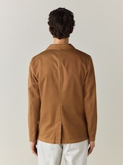Tan Brown Relaxed Fit Garment Dyed Blazer with Linen - Image 3 of 10