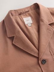 Tan Brown Relaxed Fit Garment Dyed Blazer with Linen - Image 7 of 10