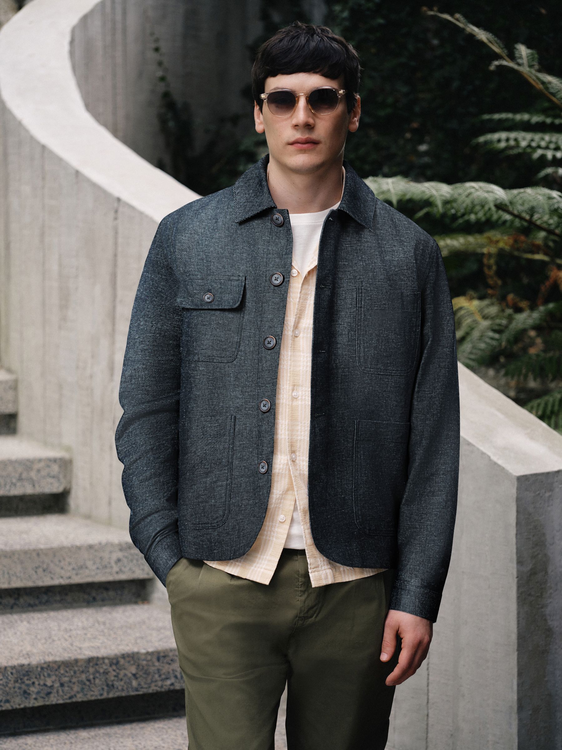 Buy Indigo Blue Textured Chore Jacket from Next USA
