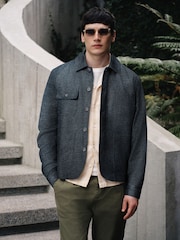 Niebieski indygo - Teksturowana kurtka typu chore - Obraz 1 z 4