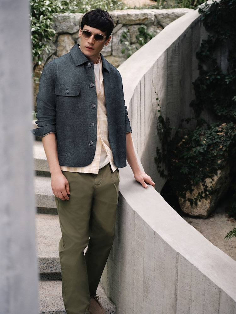 Niebieski indygo - Teksturowana kurtka typu chore - Obraz 2 z 4 Niebieski indygo - Teksturowana kurtka typu chore - Obraz 2 z 4