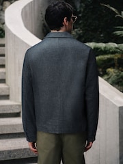 Niebieski indygo - Teksturowana kurtka typu chore - Obraz 3 z 4