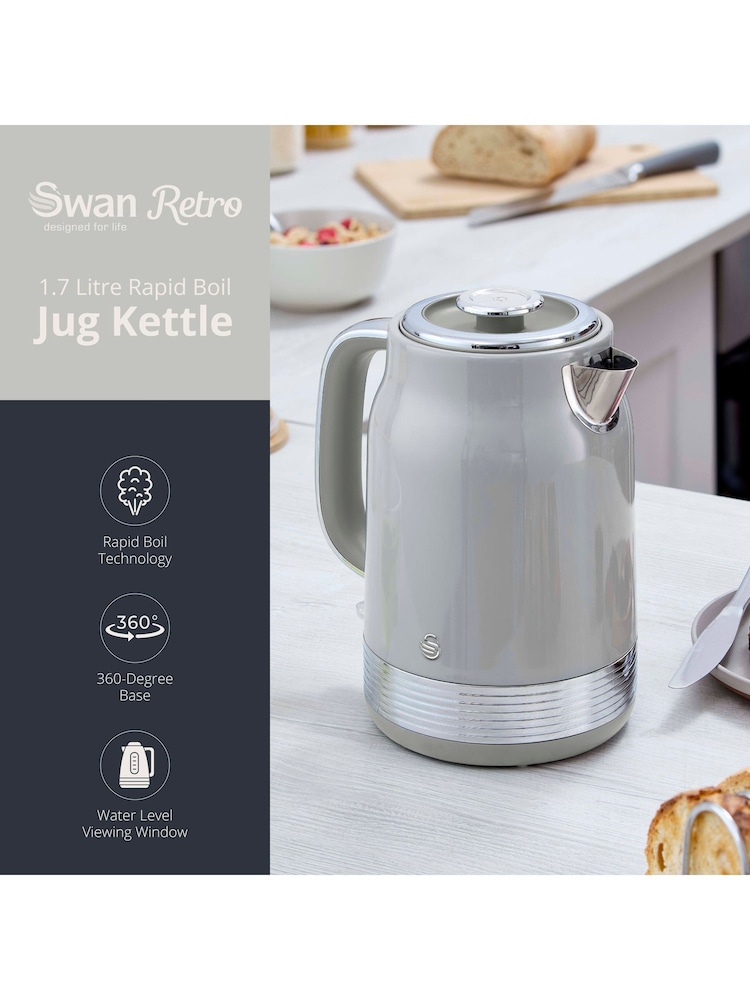 Swan Grey 1.7L Retro Jug Kettle - Image 2 of 8
