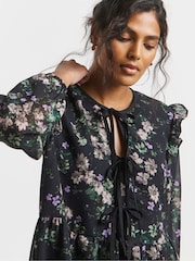 Simply Be Black Bow Detail Mini Skater Dress - Image 3 of 5