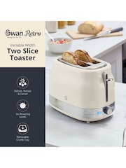 Swan Cream 930W Retro 2 Slice Toaster - Image 2 of 8