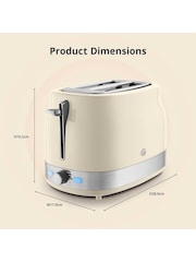 Swan Cream 930W Retro 2 Slice Toaster - Image 7 of 8