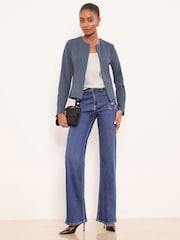 Lipsy Blue Cropped Collarless Blazer - Image 2 of 4