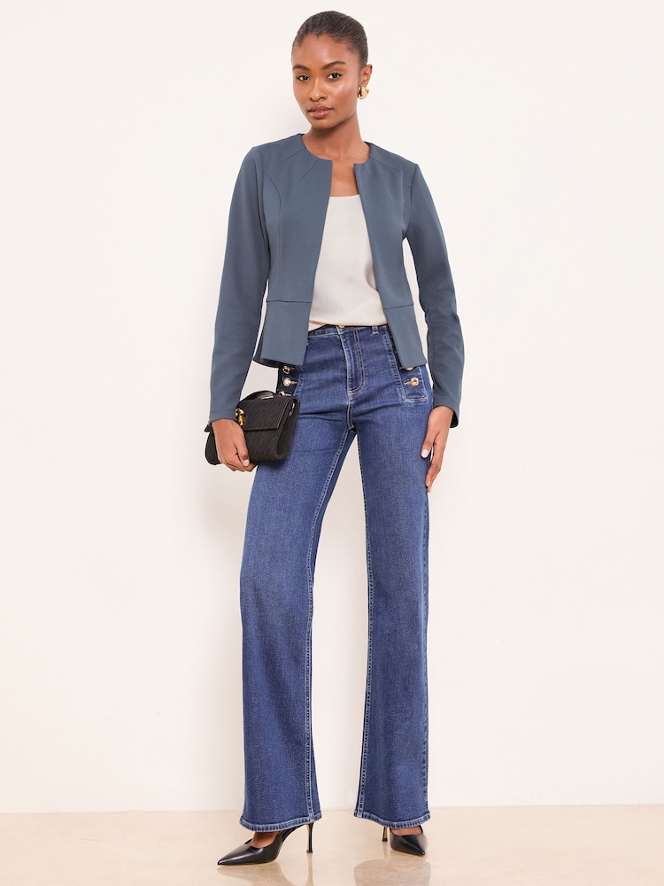 Lipsy Blue Cropped Collarless Blazer - Image 2 of 4