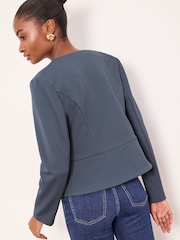 Lipsy Blue Cropped Collarless Blazer - Image 4 of 4