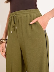 Lipsy Khaki Green Wide Leg Touch of Linen Trousers - Image 5 of 5