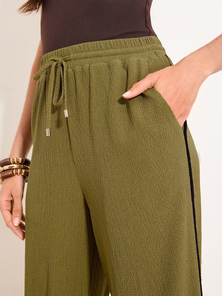 Lipsy Khaki Green Wide Leg Touch of Linen Trousers - Image 5 of 5
