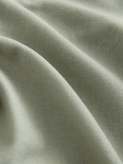 Green Relaxed Fit Linen Cotton Blend Trousers With Elasticated Waist - Image 2 of 3