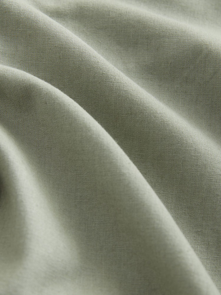 Green Relaxed Fit Linen Cotton Blend Trousers With Elasticated Waist - Image 9 of 9